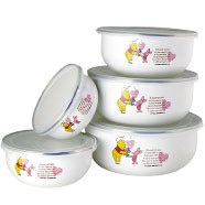 迪士尼幸福維尼五入搪瓷碗DSP-3015 搪瓷工藝造型可愛(ài) 員工福利家居禮品